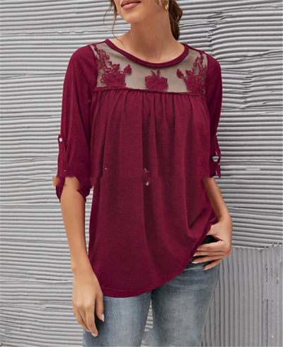 womens Long sleeve lace pleated