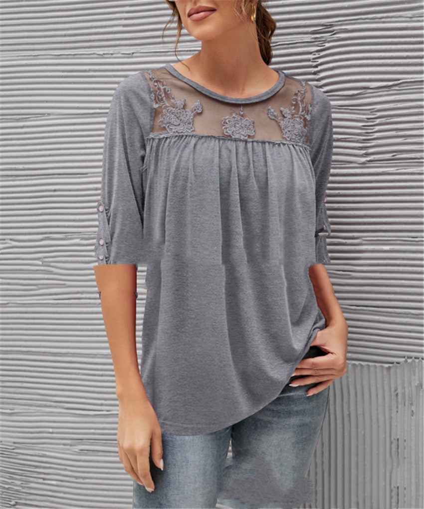 womens Long sleeve lace pleated